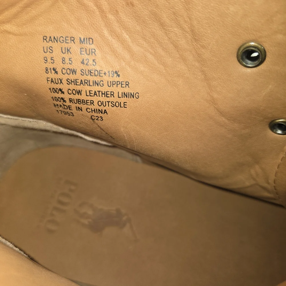 Polo Country Ralph Lauren Dry goods Men 9.5 Ranger Mid Suede Shearling Boots New